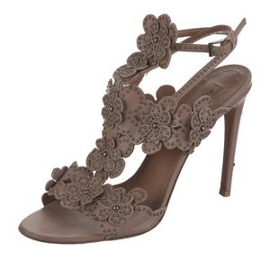 Alaia Neutral Floral Studded Heels